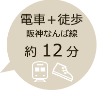 電車 阪神なんば線と徒歩で約12分